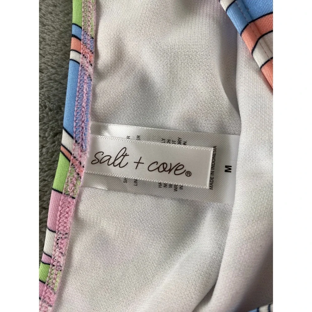 Salt + Cove Womens High Waist Bikini‎ Bottoms Psychedelic Swirl Multi Color Sz M